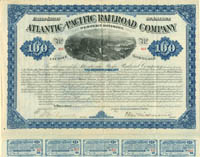 Atlantic and Pacific Railroad Co. - 1880 dated $100 Uncanceled Gold Bond (Uncanceled)